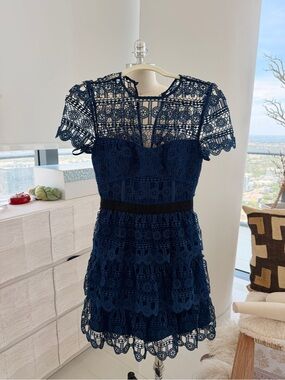 Self portrait blue mini dress
